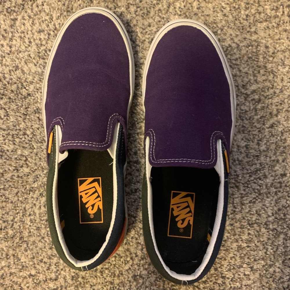 Multi Color Slip On Vans - Size 8.5 Women